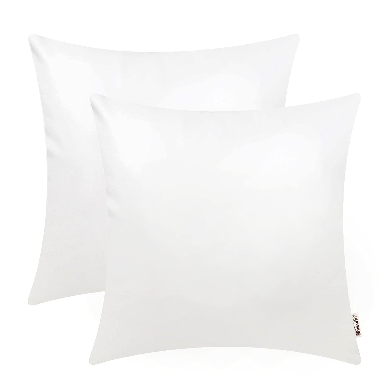 Brawarm Faux Leather Throw Pillow Covers 16 X 16 Inches - White Leather Pilow Covers Pack Of 2, Solid Dyed Leather Pillowcases F